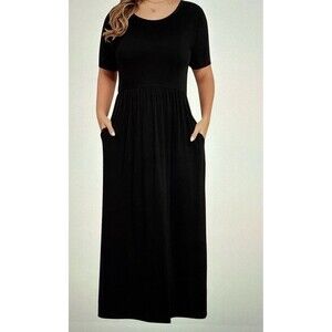 Karalin Women's Plus Size 22W Maxi Dress Short Sleeves, Dark Grey